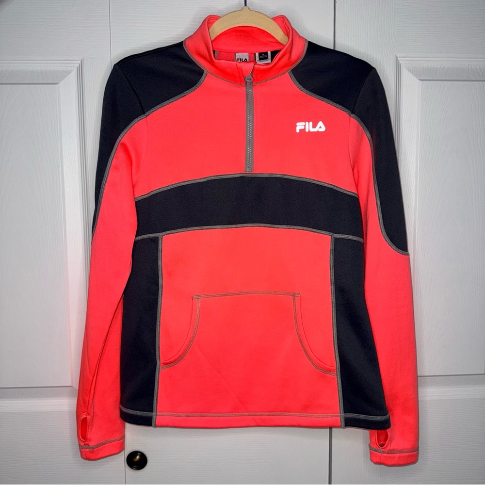 FILA‎ SPORT women’s Coral Quarter zip athletic fleece pullover size Medium
